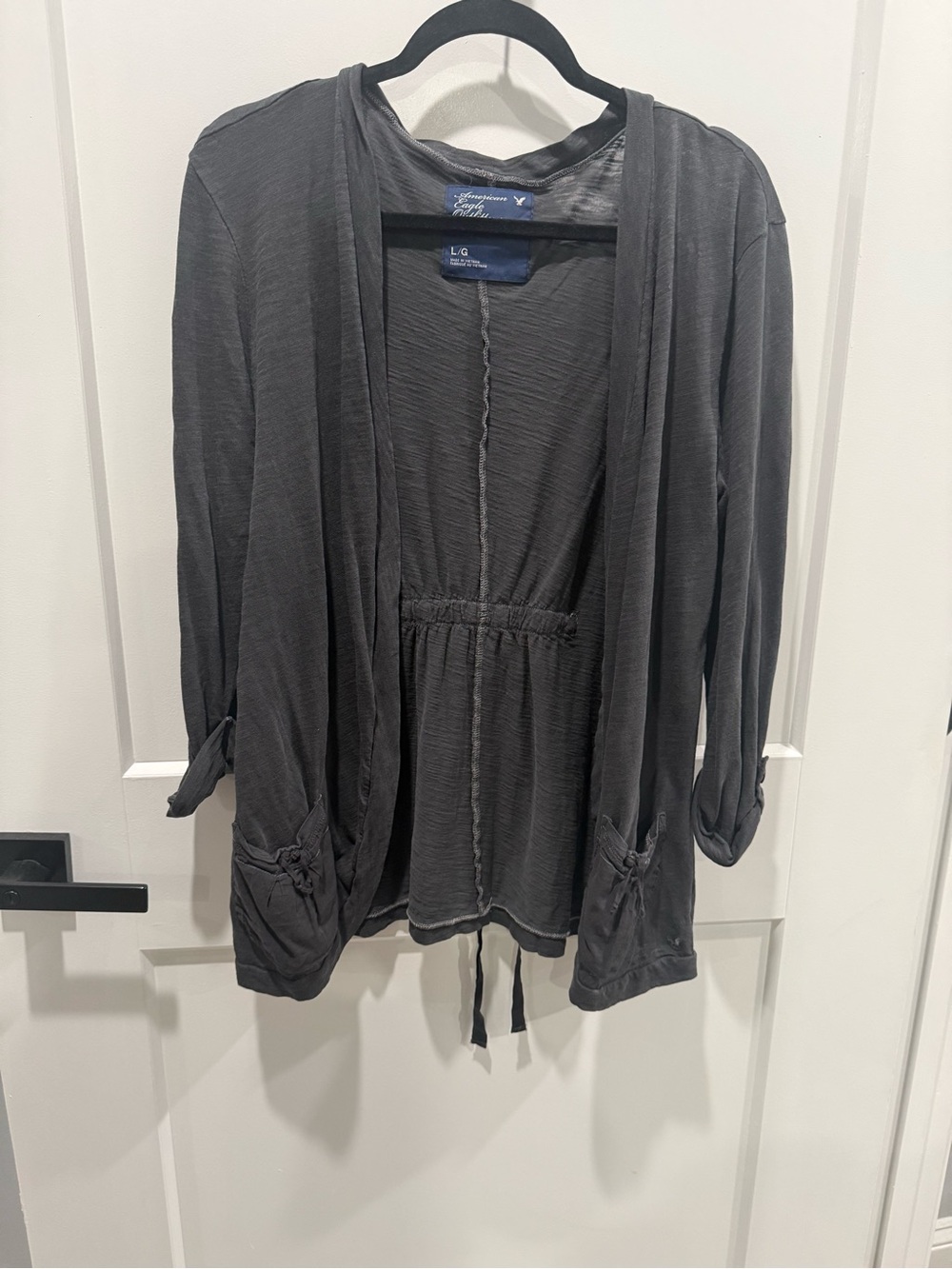 American Eagle Women's Women's Gray Drawstring Cardigan Size L